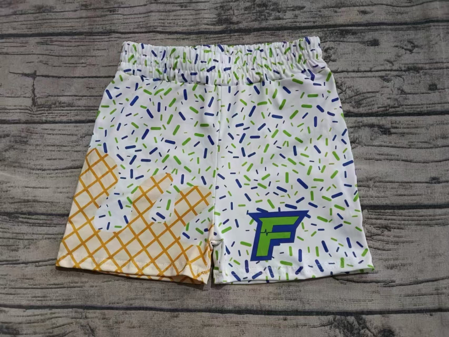 (Custom Design Preorder MOQ 5 Each Item) Team's F Sprinkles Print Summer Bottom Shorts Mom and Me Matching Clothes