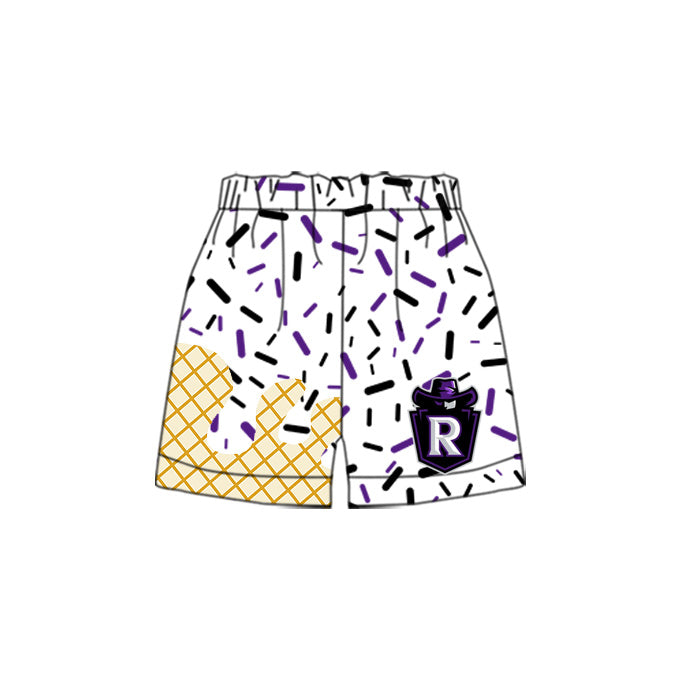 (Custom Design Preorder MOQ 5 Each Item) Team's R White Sprinkles Print Summer Bottom Shorts Mom and Me Matching Clothes