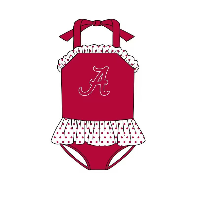 (Custom Design Preorder MOQ 5) Team's ALABAMA Print Girls 1 Piece Swimsuits