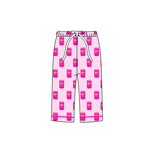 (Custom Design Preorder MOQ 20)  Adult Drinks Hotpink Print Woman Pajamas Bamboo Pants