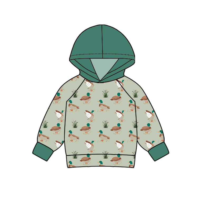 (Custom Design Preorder MOQ 5) Duck Print Kids Hoodie Tops
