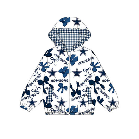(Custom Design Preorder MOQ 5) Team's Cowboys Print Pockets Girls Long Sleeve Zipper Jackets Top