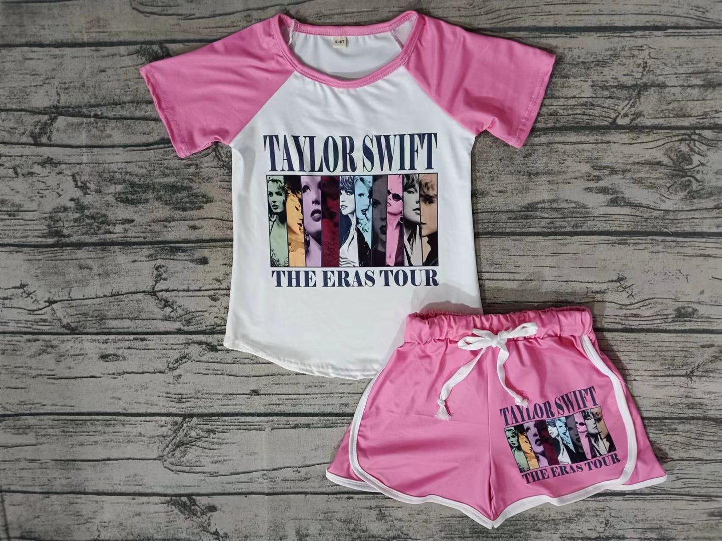 (Custom Design Preorder MOQ 5) Swiftie Singer Print Girls Summer Clothes Set