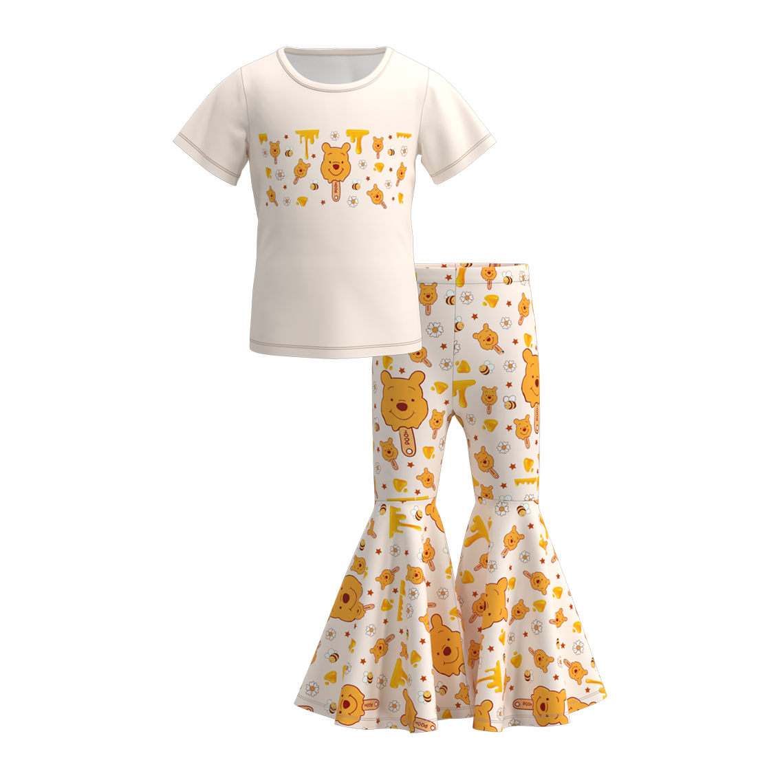 (Custom Design Preorder MOQ 5) Cartoon Beer Bell Pants Girls Clothes Set