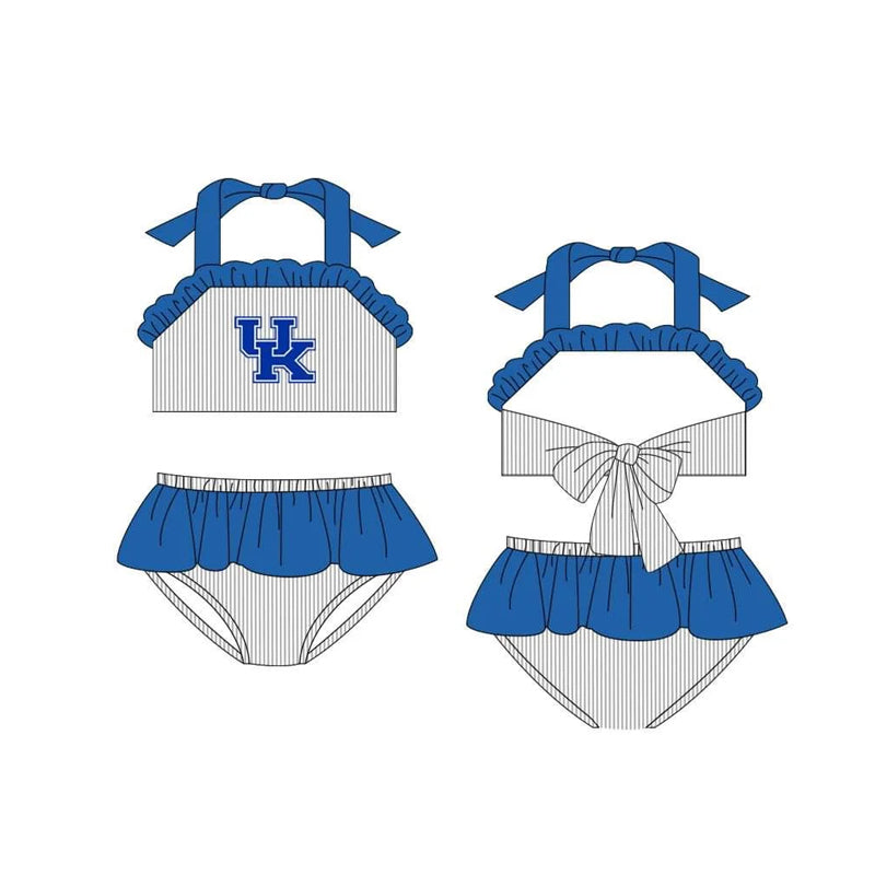 (Custom Design Preorder MOQ 5) Team's UK Blue Print Girls 2 Pieces Swimsuits