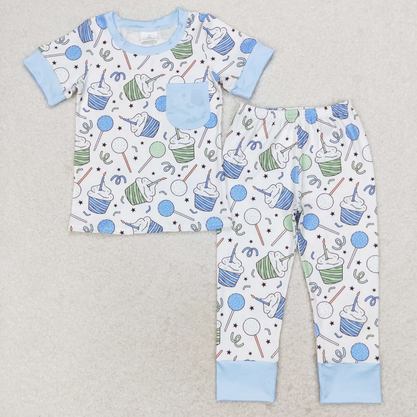 Cake Lollipop Print Sibling Birthday Matching Pajamas Clothes