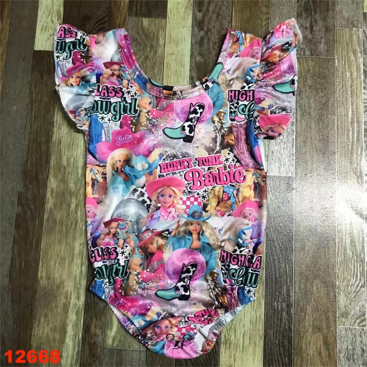(Custom Design Preorder MOQ 5) Pink BA Print Girls Summer Swimsuits