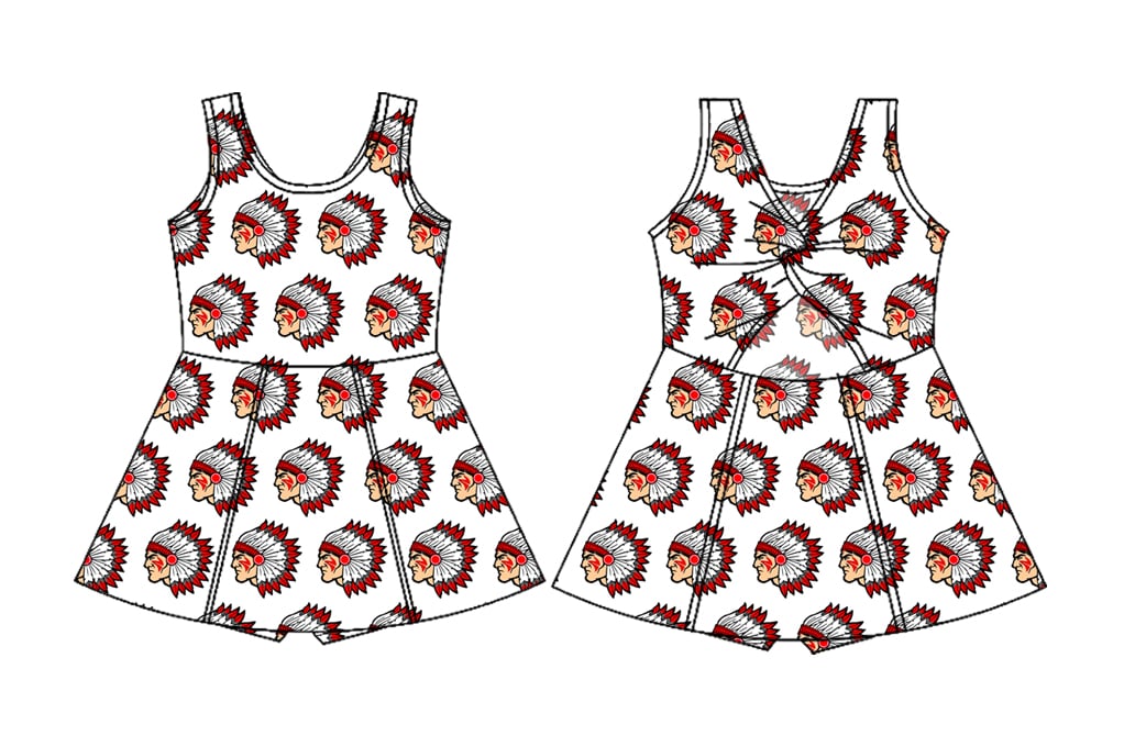 (Custom Design Preorder MOQ 5) Team's Guin Elementary White Print Backless Top Shorts Skirts Girls Summer Yoga Dress