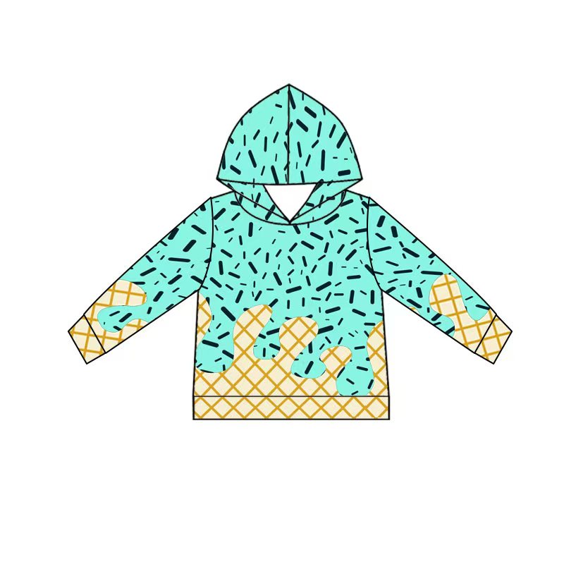 (Custom Design Preorder MOQ 5) Team's Aqua Sprinkles Print Kids Long Sleeve Hoodie Top
