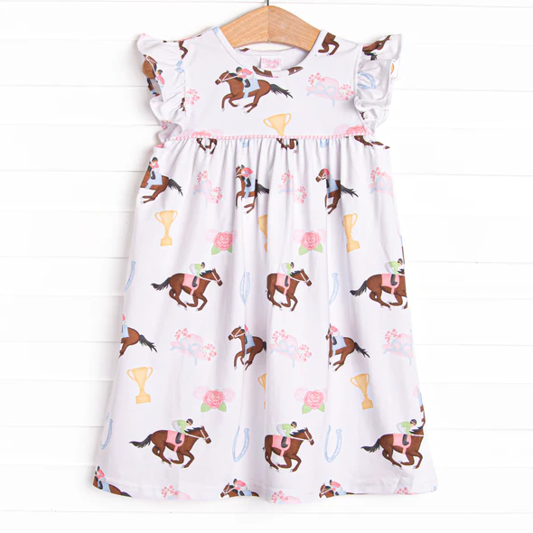 (Custom Design Preorder MOQ 5) Rodeo Print Girls Summer Knee Length Dress