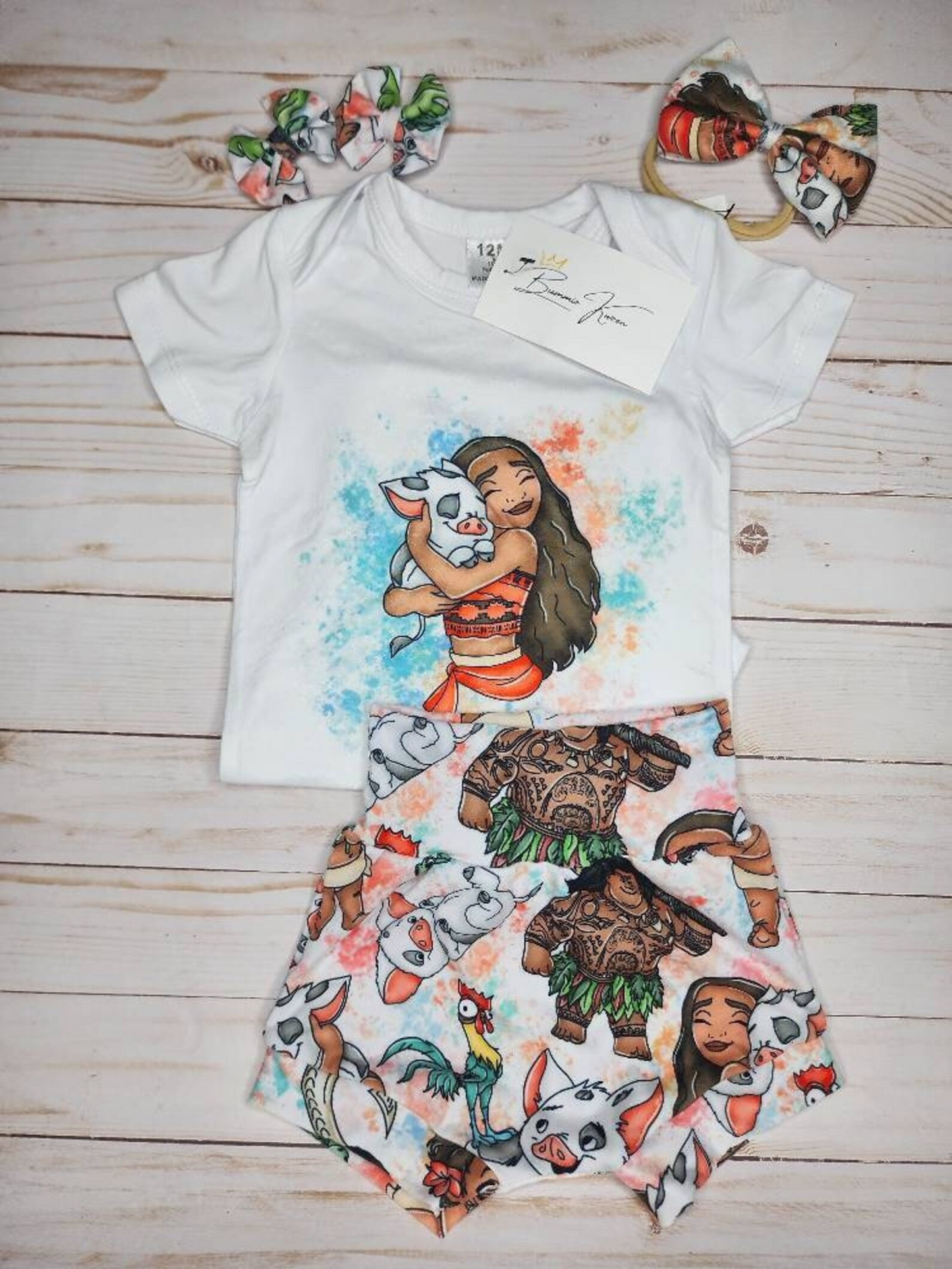 (Custom Design Preorder MOQ 5) Cartoon Princess Print Baby Girls Summer Bummie Set