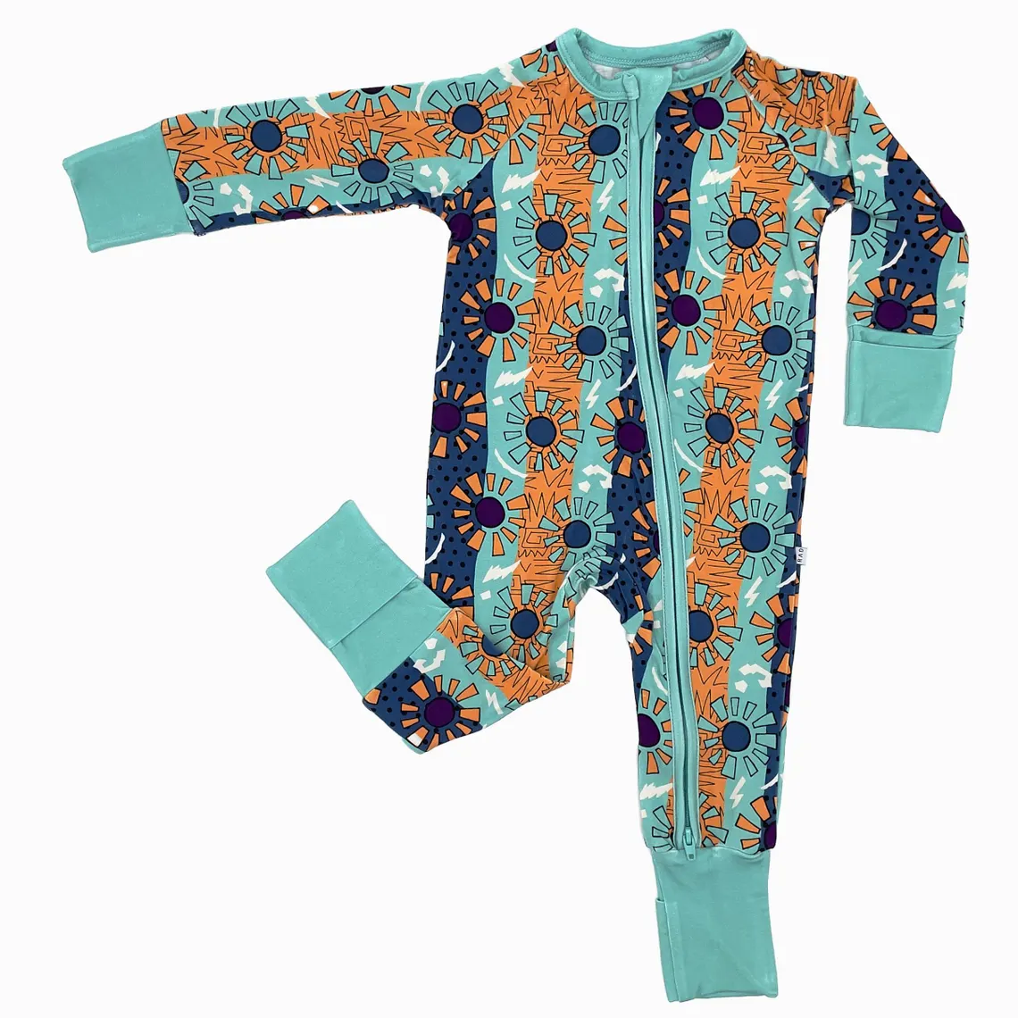 (Custom Design Preorder MOQ 20) Sunshine Print Baby Boys Fall Bamboo Sleeper Zipper Romper