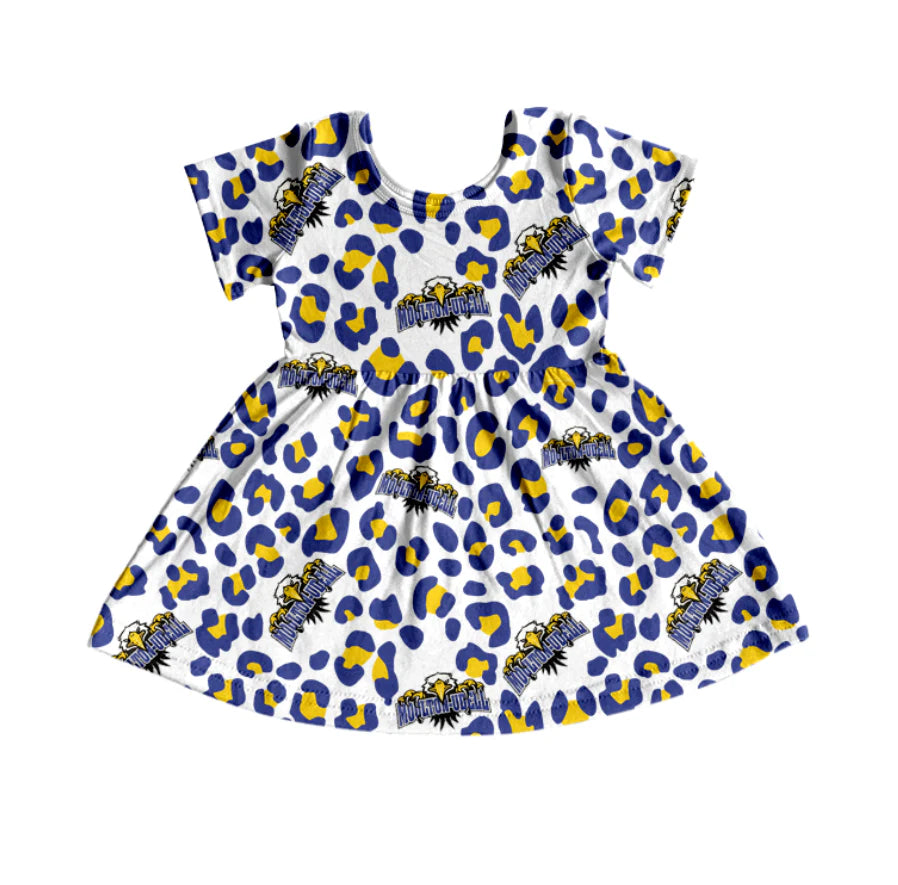 (Custom Design Preorder MOQ 5) Team's MOULTON-UDELL Leopard Print Girls Knee Length Dress