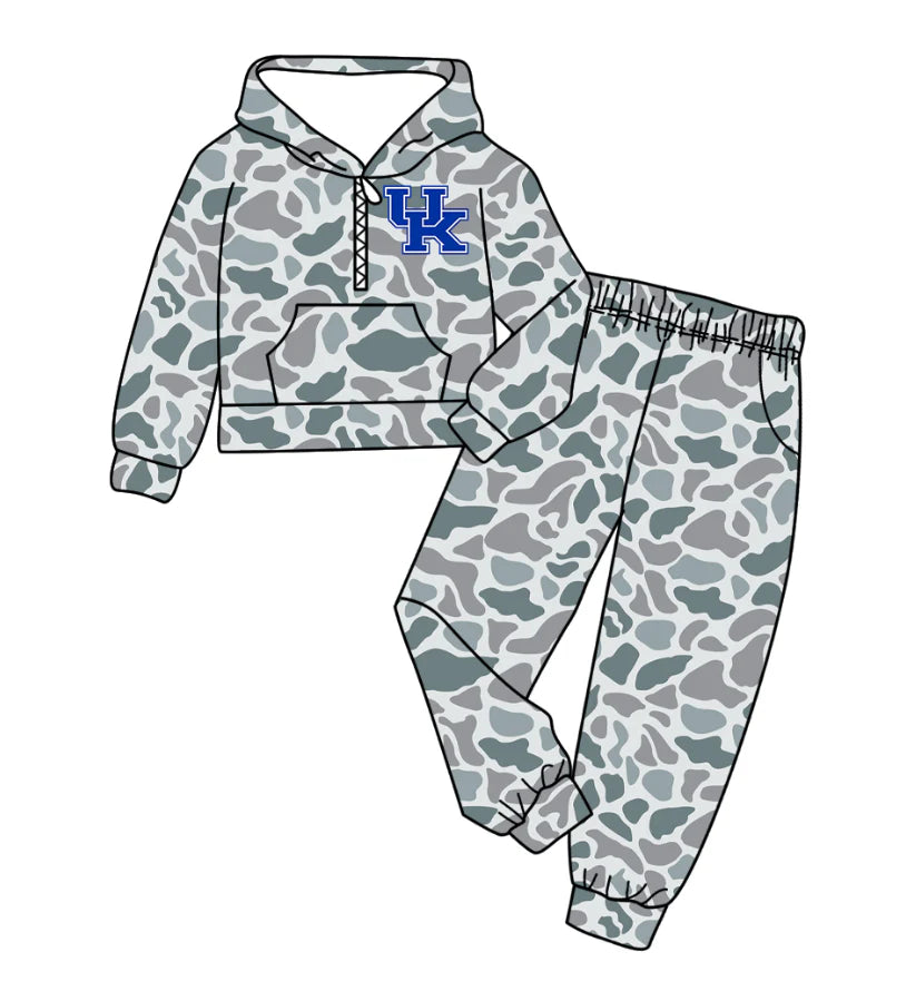 (Custom Design Preorder MOQ 5 Each Item)Team's Kentucky Camo Print Sibling Matching Clothes