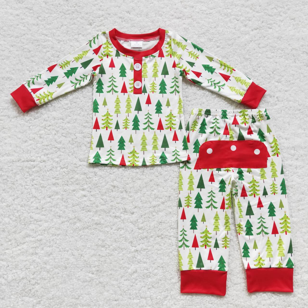 Green Red Tree Print Family Christmas Matching Clothes