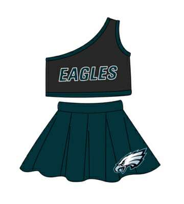 (Custom Design Preorder MOQ 5 ) Team's EAGLES Print One Shoulder Sleeve Top Skirts Shorts Girls Summer Clothes Set