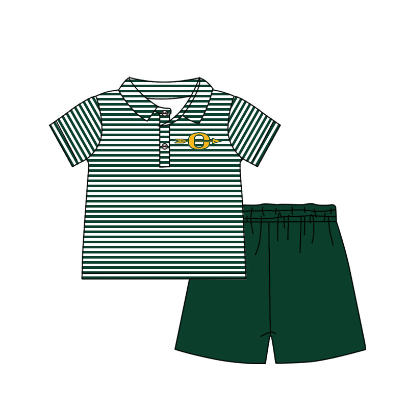 (Custom Design Preorder MOQ 5) Team's Warriors Green Print Boys Summer Clothes Set