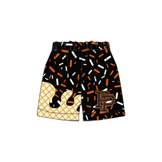 (Custom Design Preorder MOQ 5 Each Item) Team's Pilot Point Black Sprinkles Print Summer Bottom Shorts Mom and Me Matching Clothes