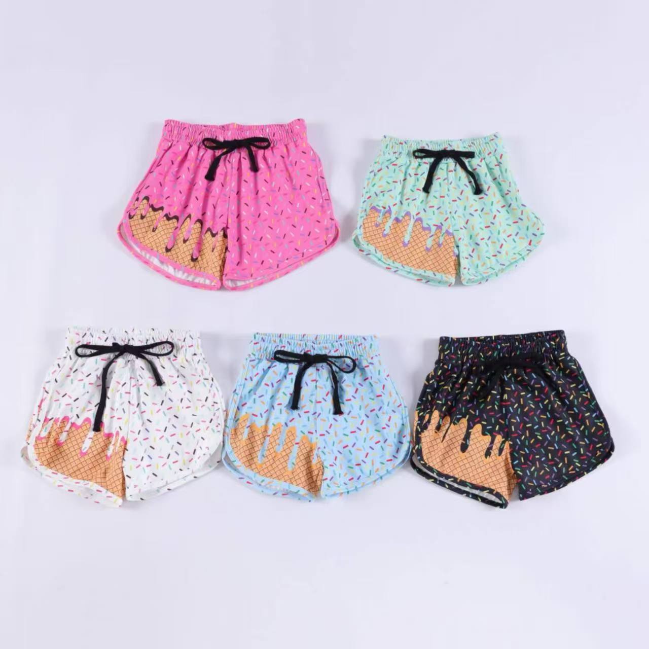 (Custom Design Preorder MOQ 5 Each Item) 5 Colors Sprinkles Print Girls Summer Bottom Shorts