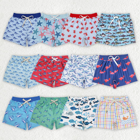 12 Design Fish Print Boys Swim Trunks Brothers Wear