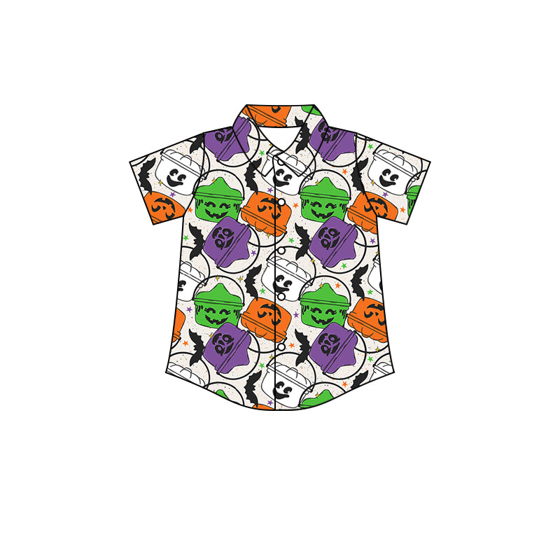 (Custom Design Preorder MOQ 5) Basket Print Boys Halloween Tee Shirts Top