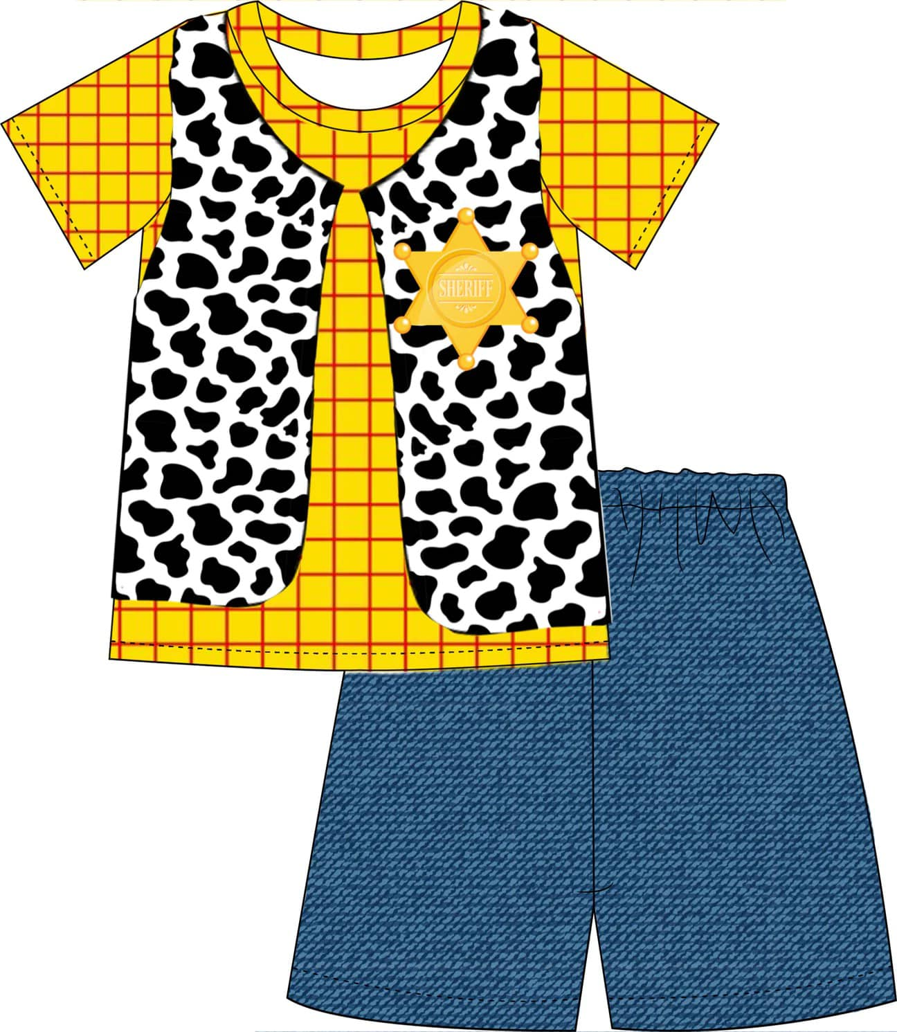(Custom Design Preorder MOQ 5) Cartoon Toys Print Boys Summer Clothes Set