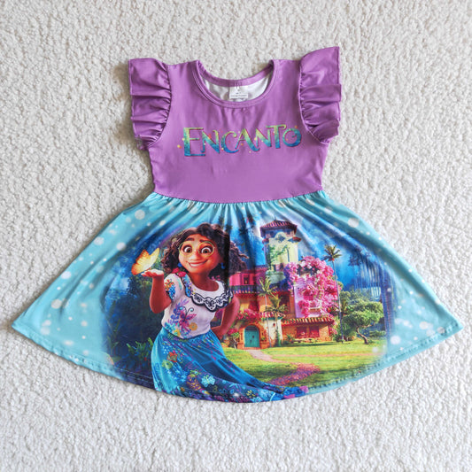 (Promotion)Cartoon Magic Girl Flutter sleeve knee length dress GSD0014