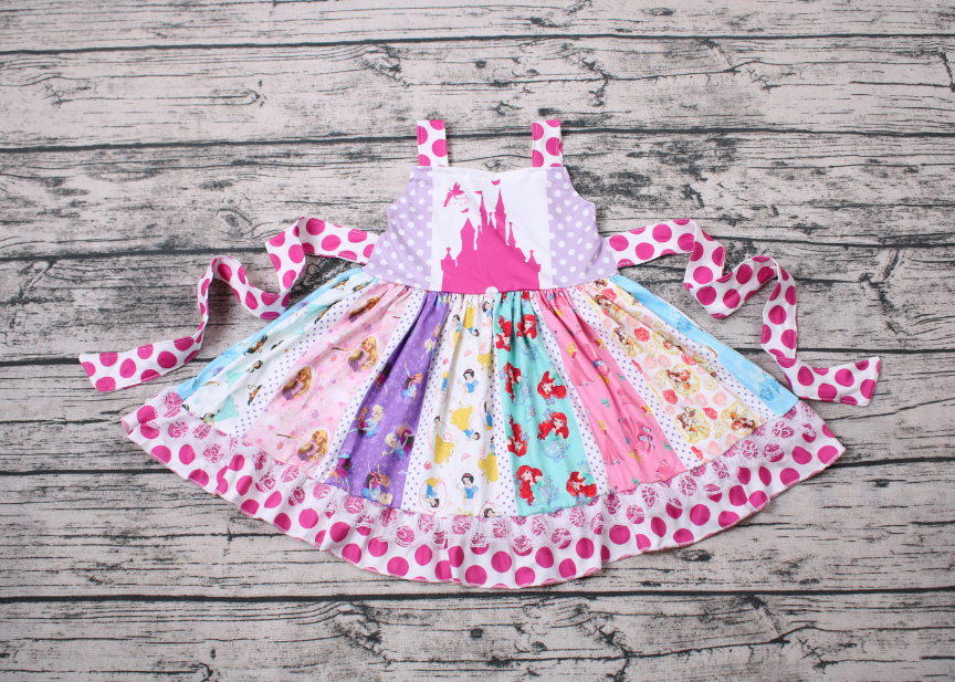 Sleeveless cartoon twirl dress A17-21