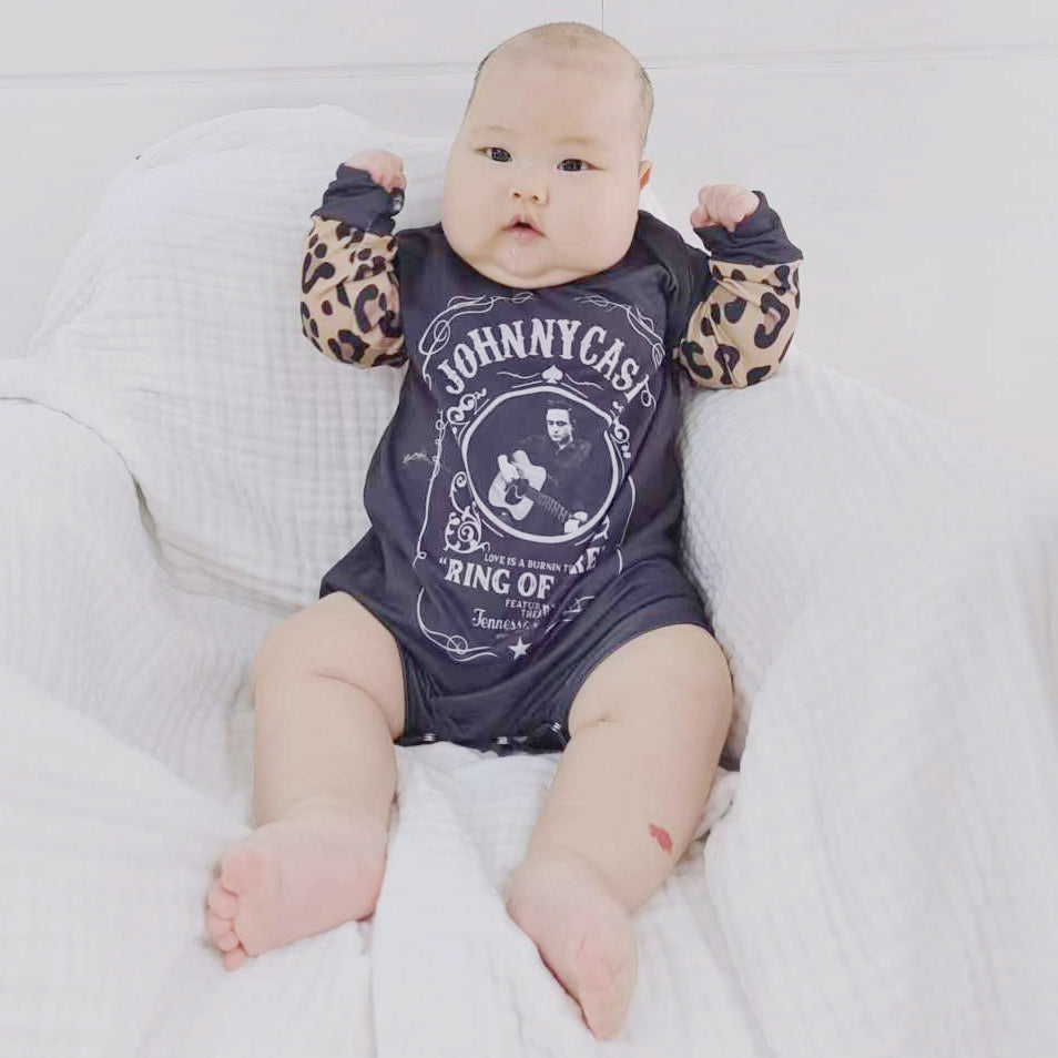 (Promotion)Baby girls long sleeve singer print romper LR0014