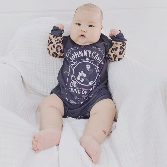 (Promotion)Baby girls long sleeve singer print romper   LR0014