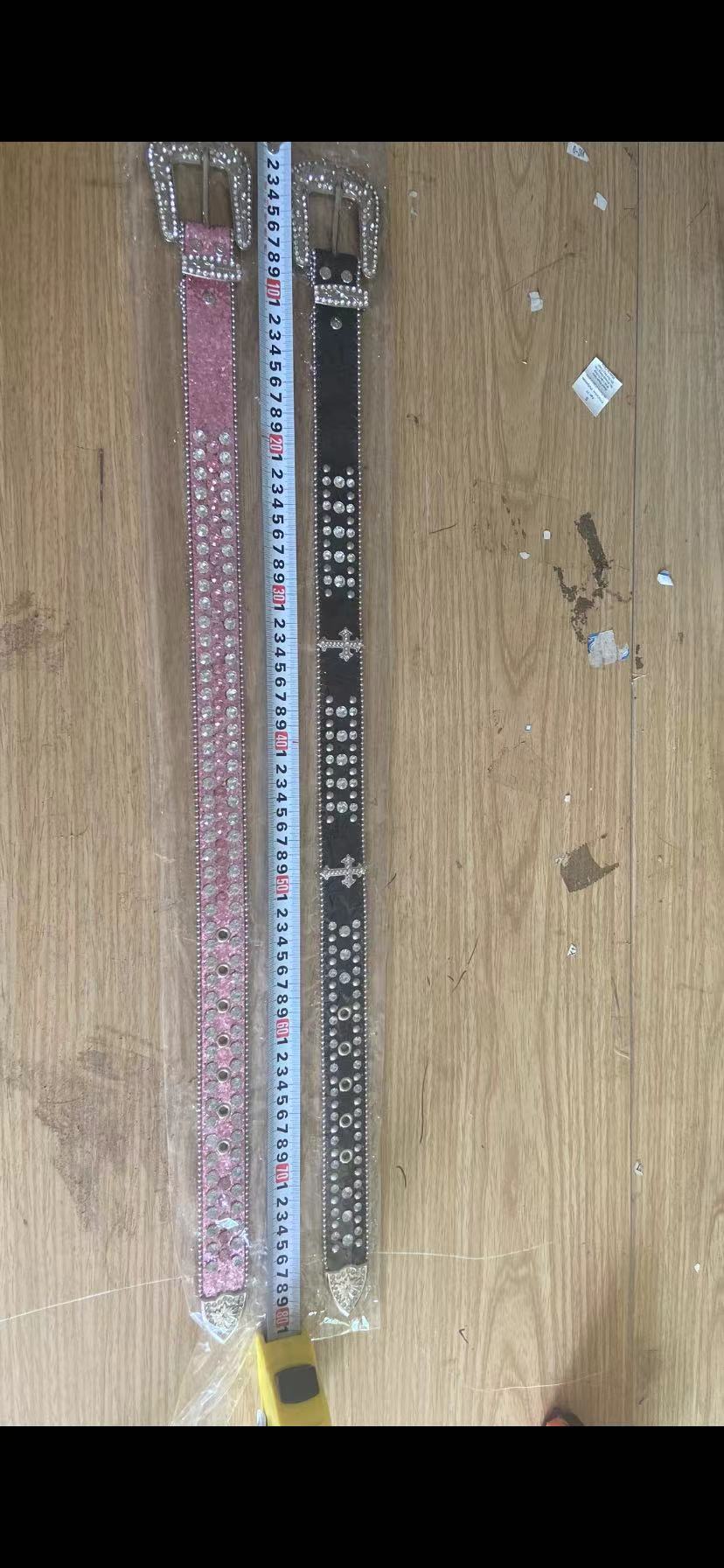 Rhinestones black cross belt for pants 31.5inches GB0005