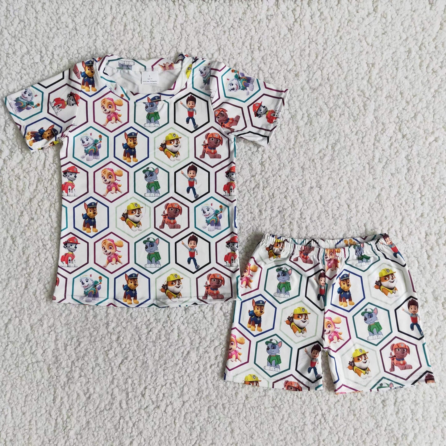 (Promotion)Boys short sleeved cartoon dog print summer pajamas E11-16