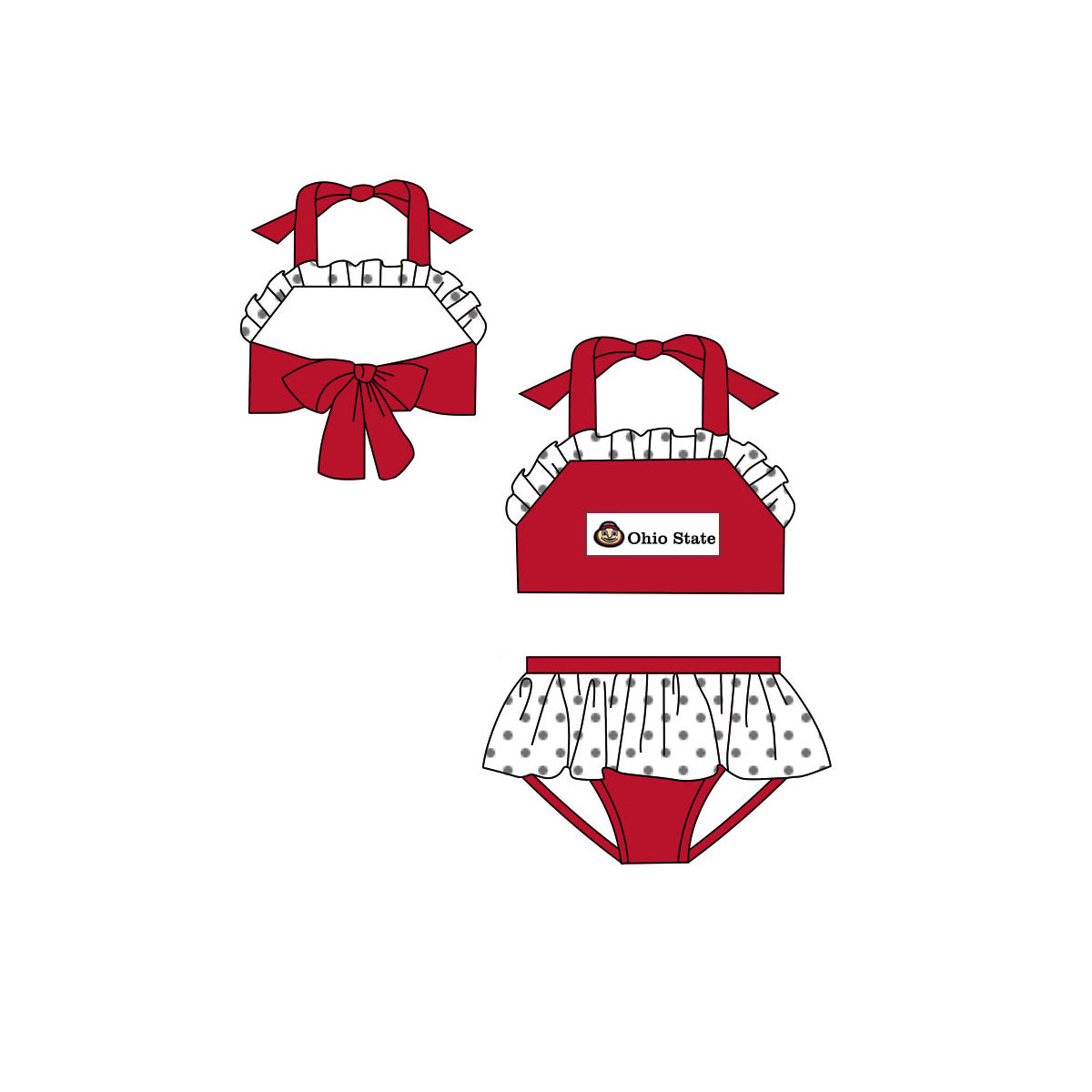 (Custom Design Preorder MOQ 5) Girls ruffles summer 2 pcs swimsuits NO.2