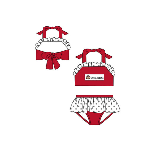 (Custom Design Preorder MOQ 5) Girls ruffles summer 2 pcs swimsuits NO.2