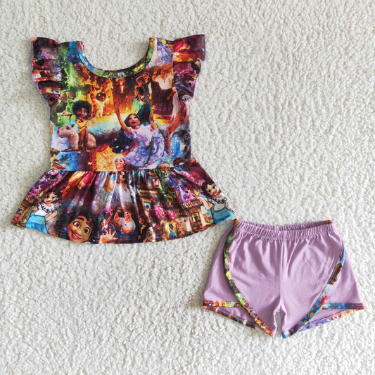(Promotion)Flutter sleeve top and shorts summer outfits  GSSO0016