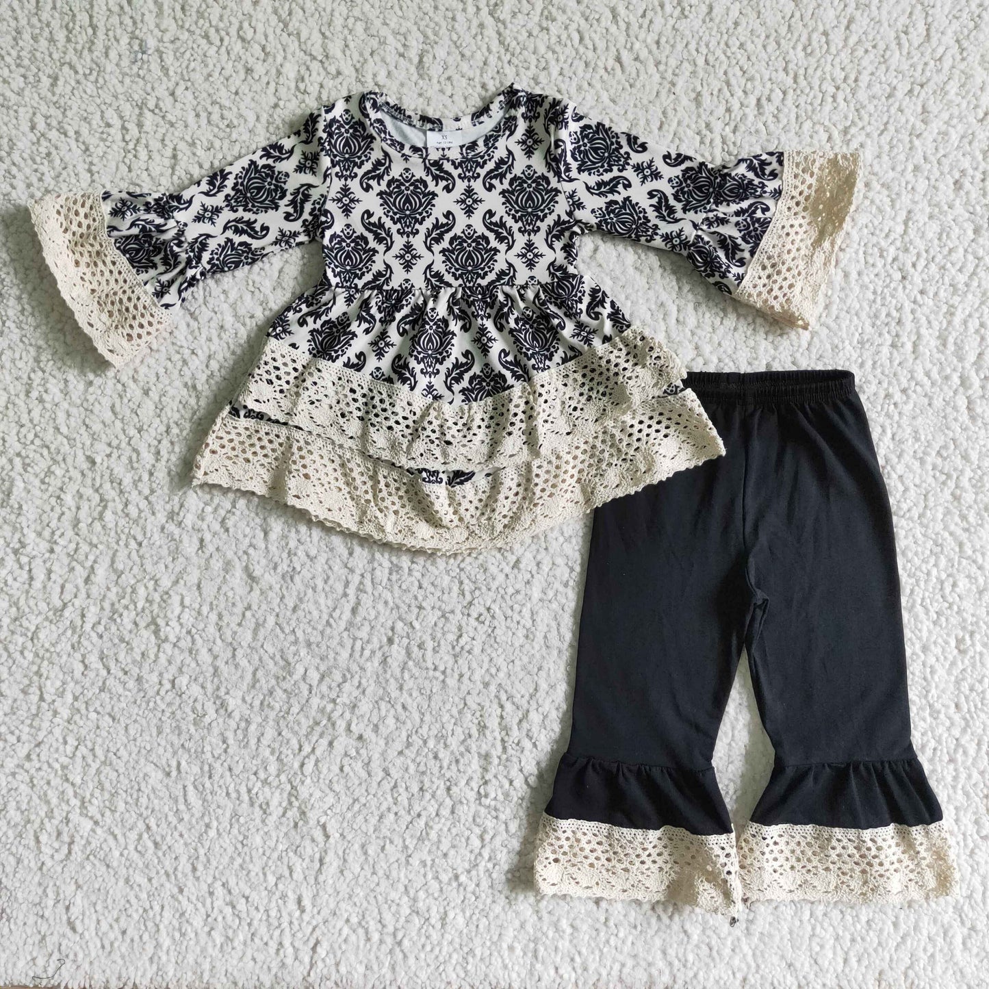 (Promotion)Girls fall cotton lace ruffles outfits 6 A11-16