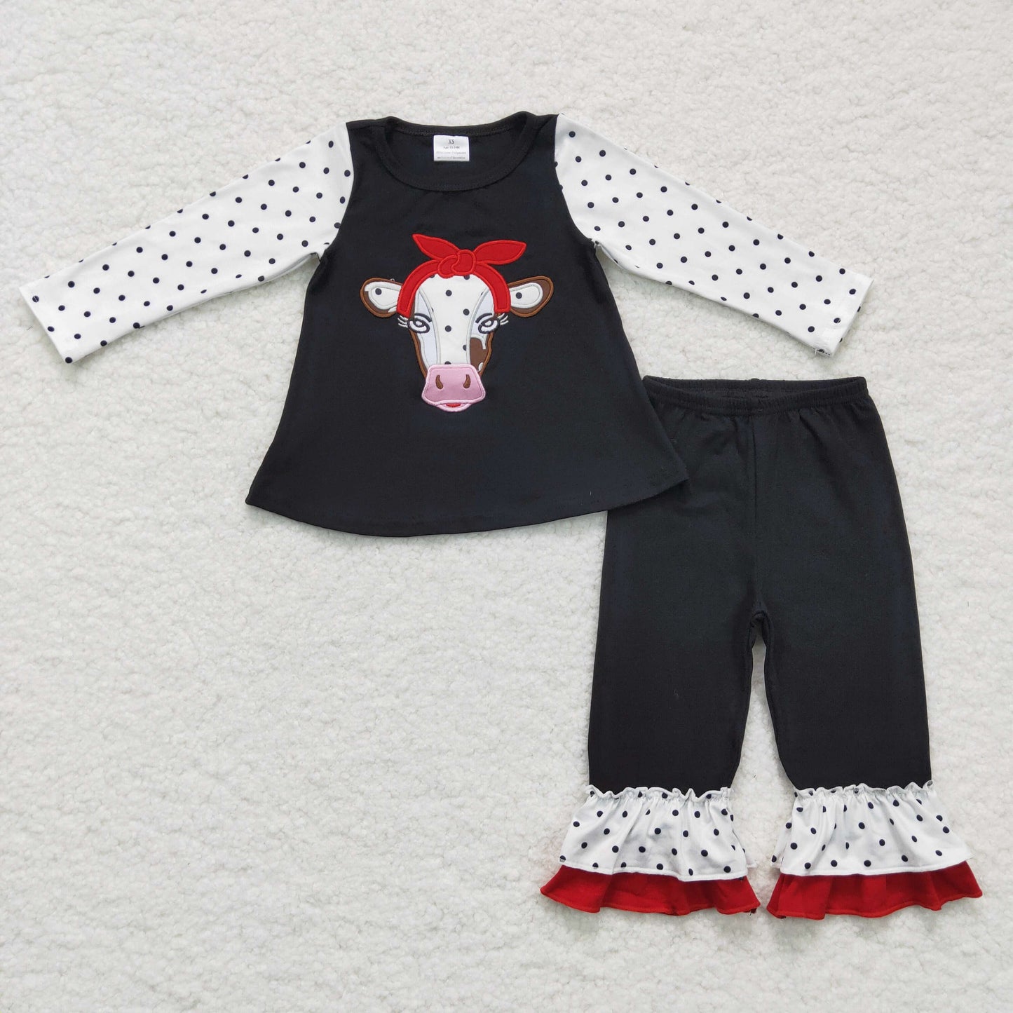 (Promotion) Girls long sleeve heifer print outfits 6 A13-26