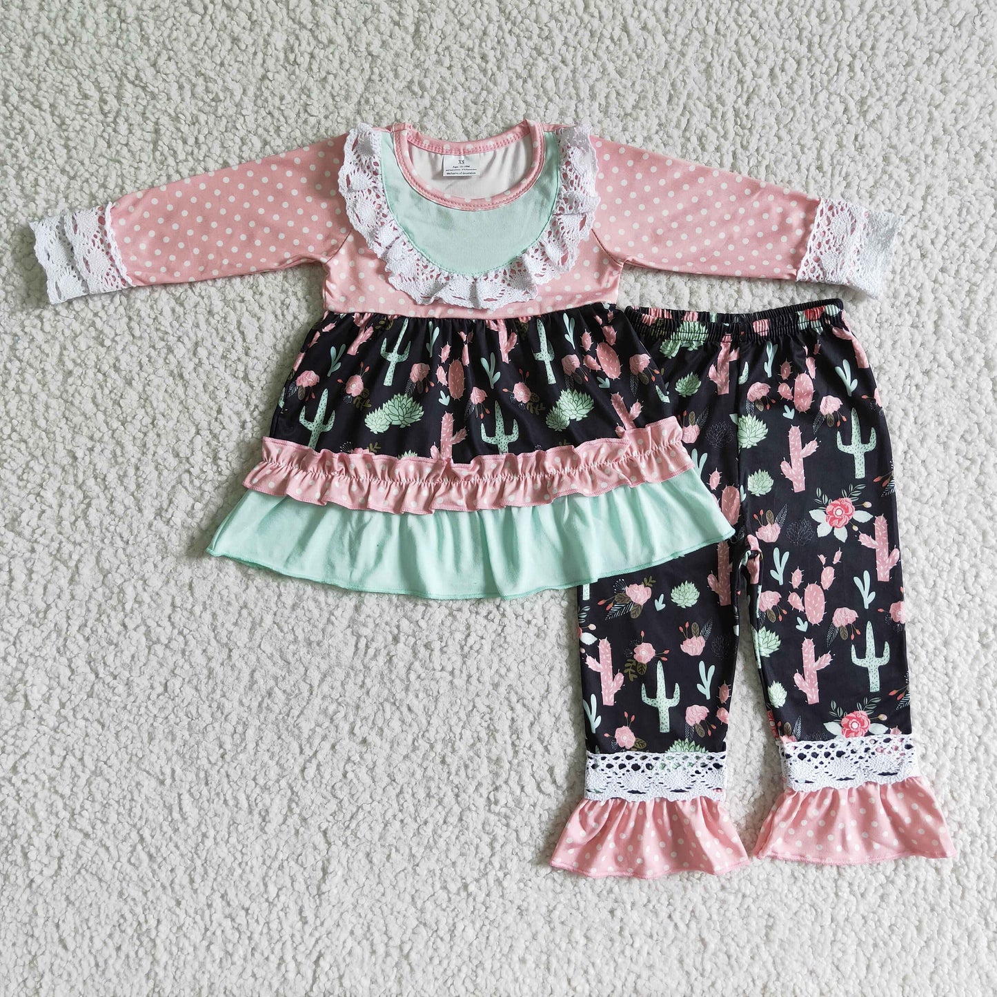 (Promotion) Long sleeve ruffles pants outfits 6 A14-11
