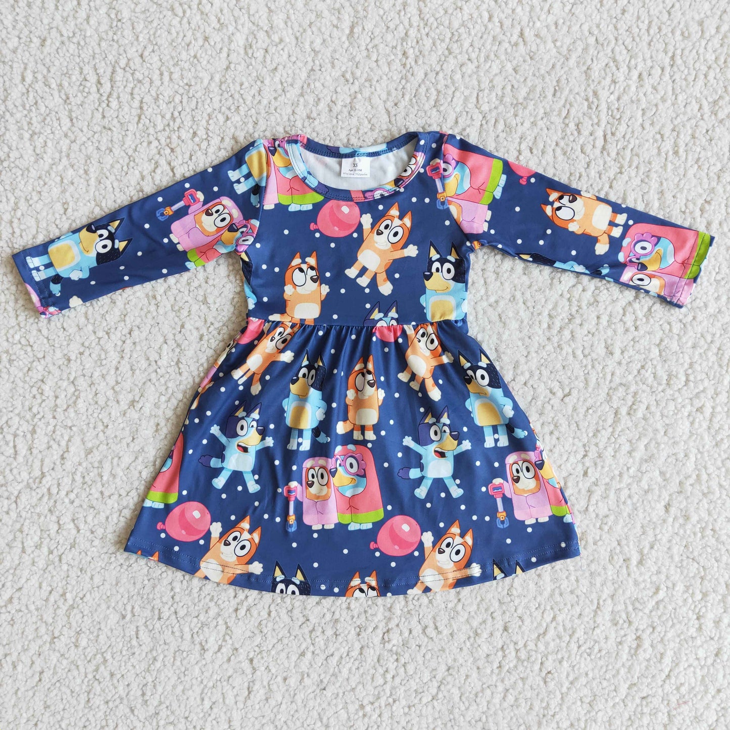 Girls long sleeve cartoon dog print dress 6 A14-4