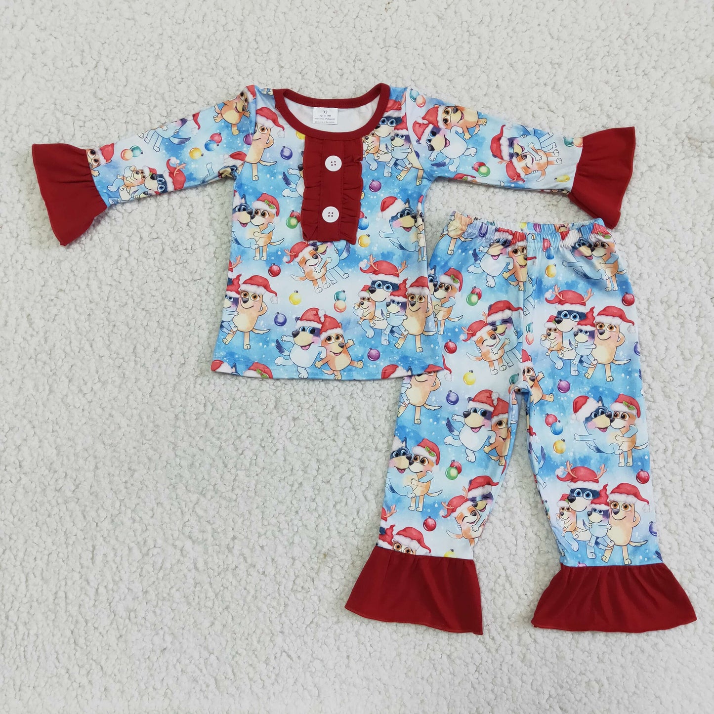 (Promotion)Girls cartoon dog print Christmas pajamas 6 A15-4