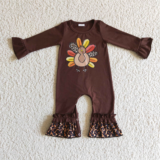 (Promotion)6 A2-6 Baby girls Turkey Vinyl Thanksgiving romper