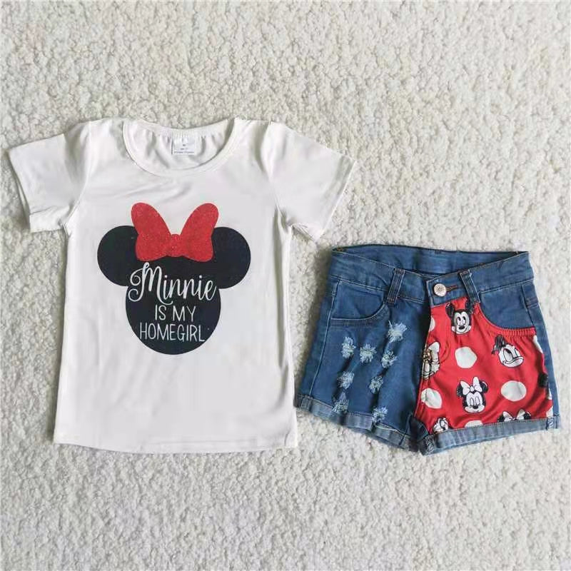 Short sleeve denim shorts summer outfits   C15-19
