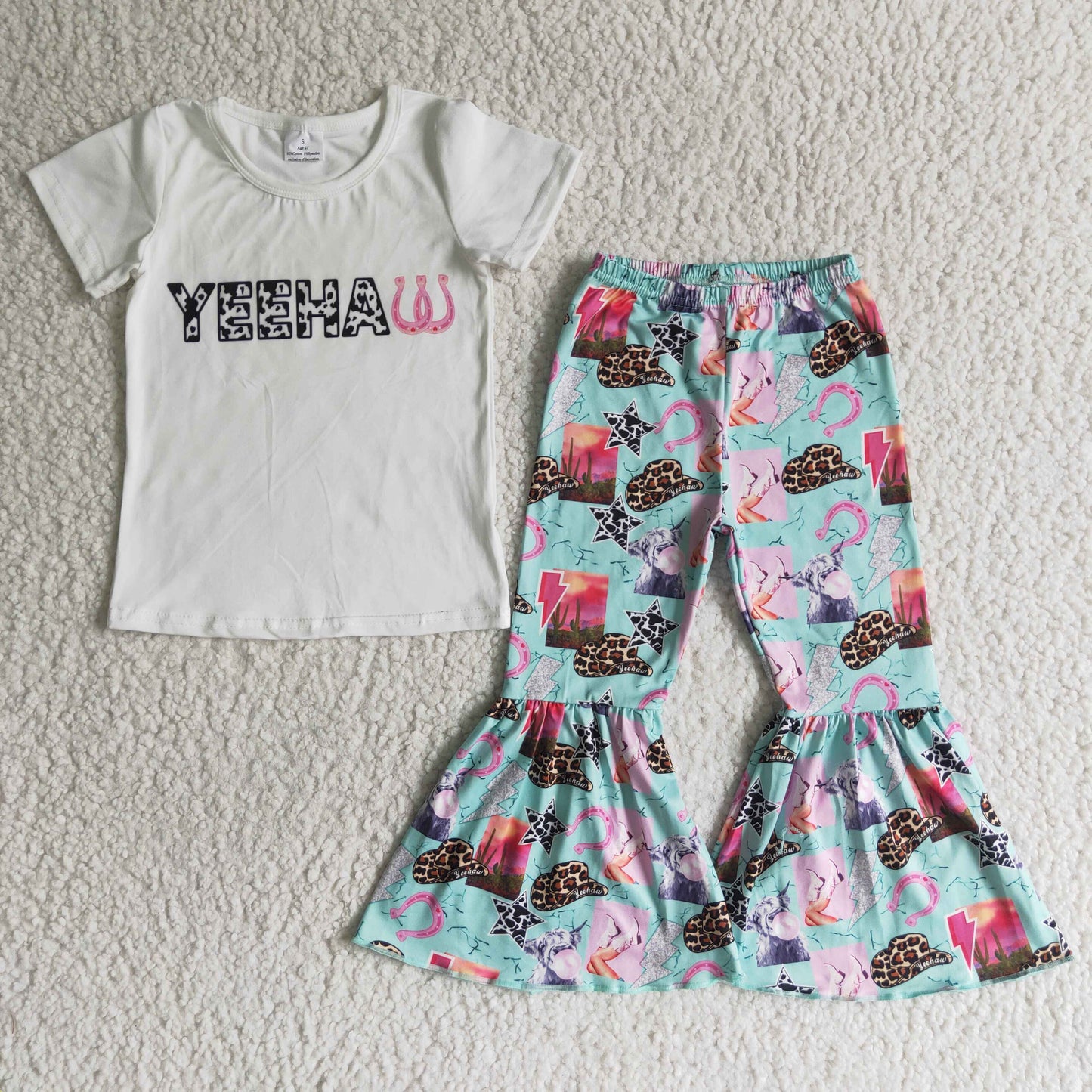 (Promotion)Short sleeve bell bottom pants outfits GSPO0032