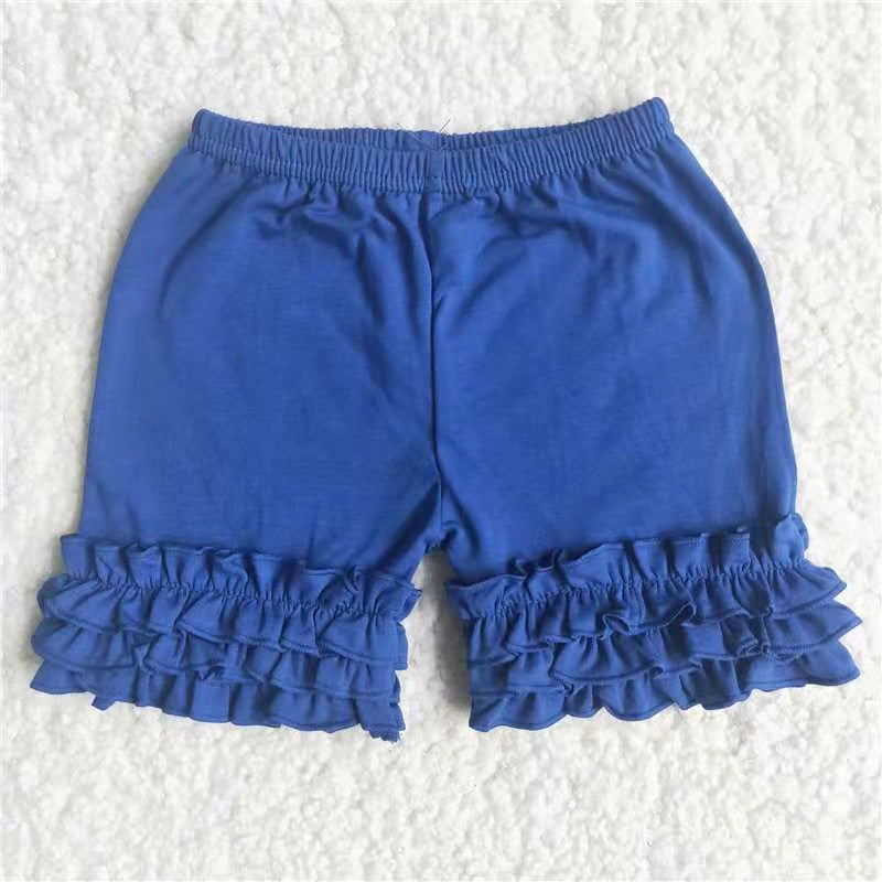 Girls summer royal blue ruffles shorts B17-13