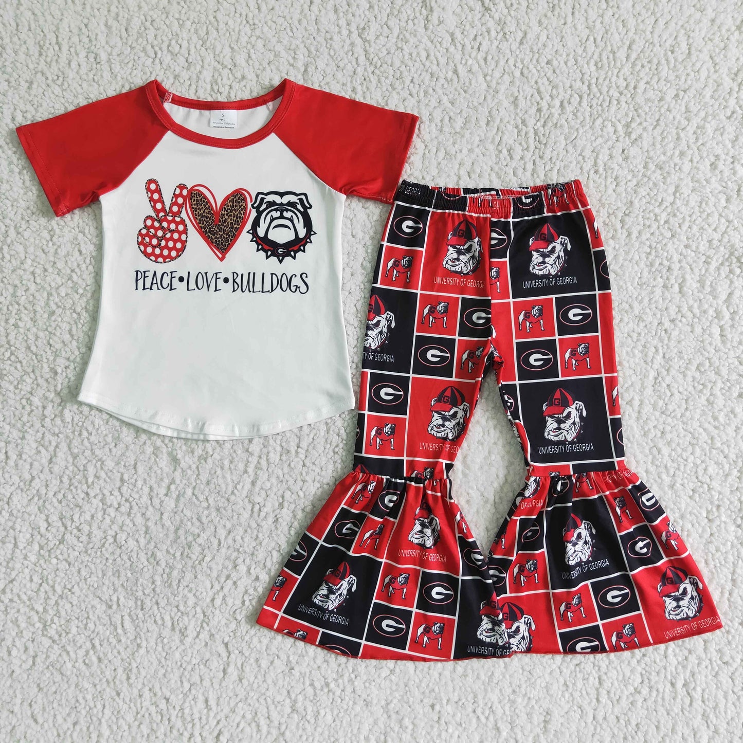 Team's BULLDOGS Print Kids Clothes Set Sibling Wear