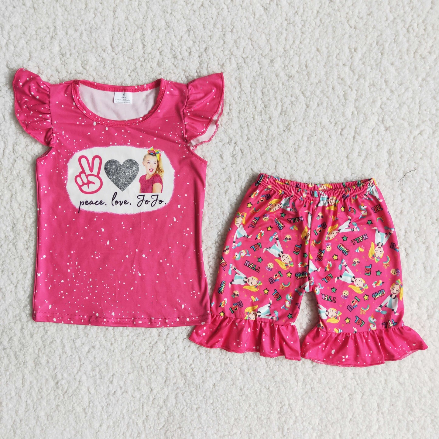 Flutter sleeve ruffles shorts summer outfits A13-24