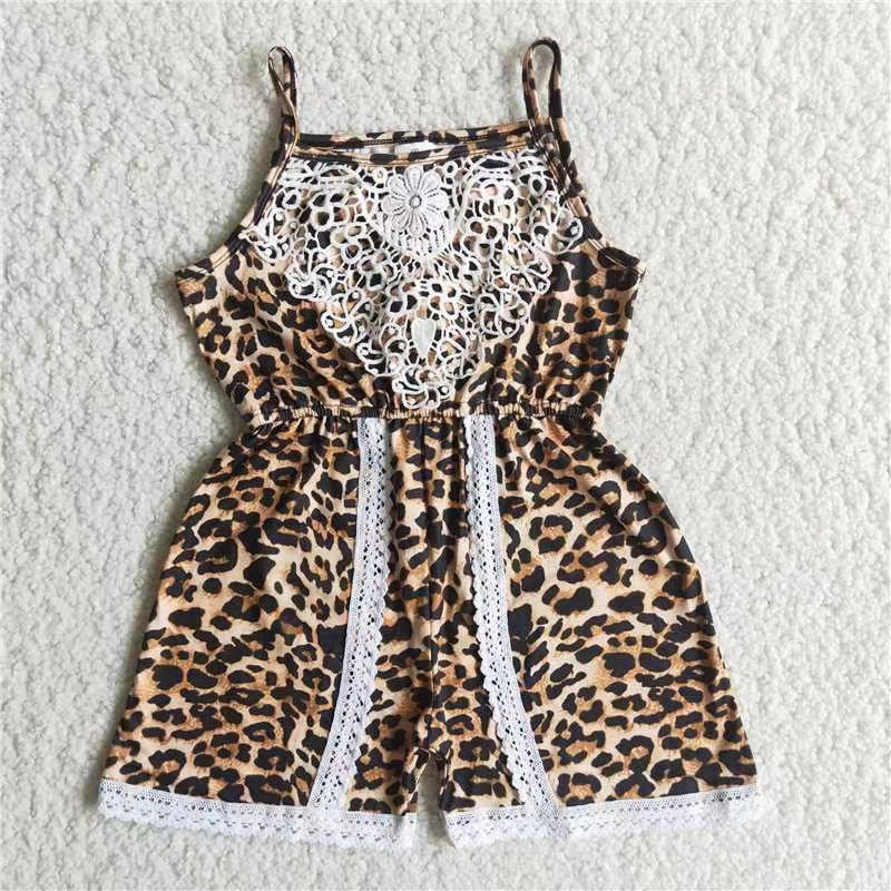 (Promotion)Sleeveless Leopard Print Girls Summer Jumpsuits A15-12