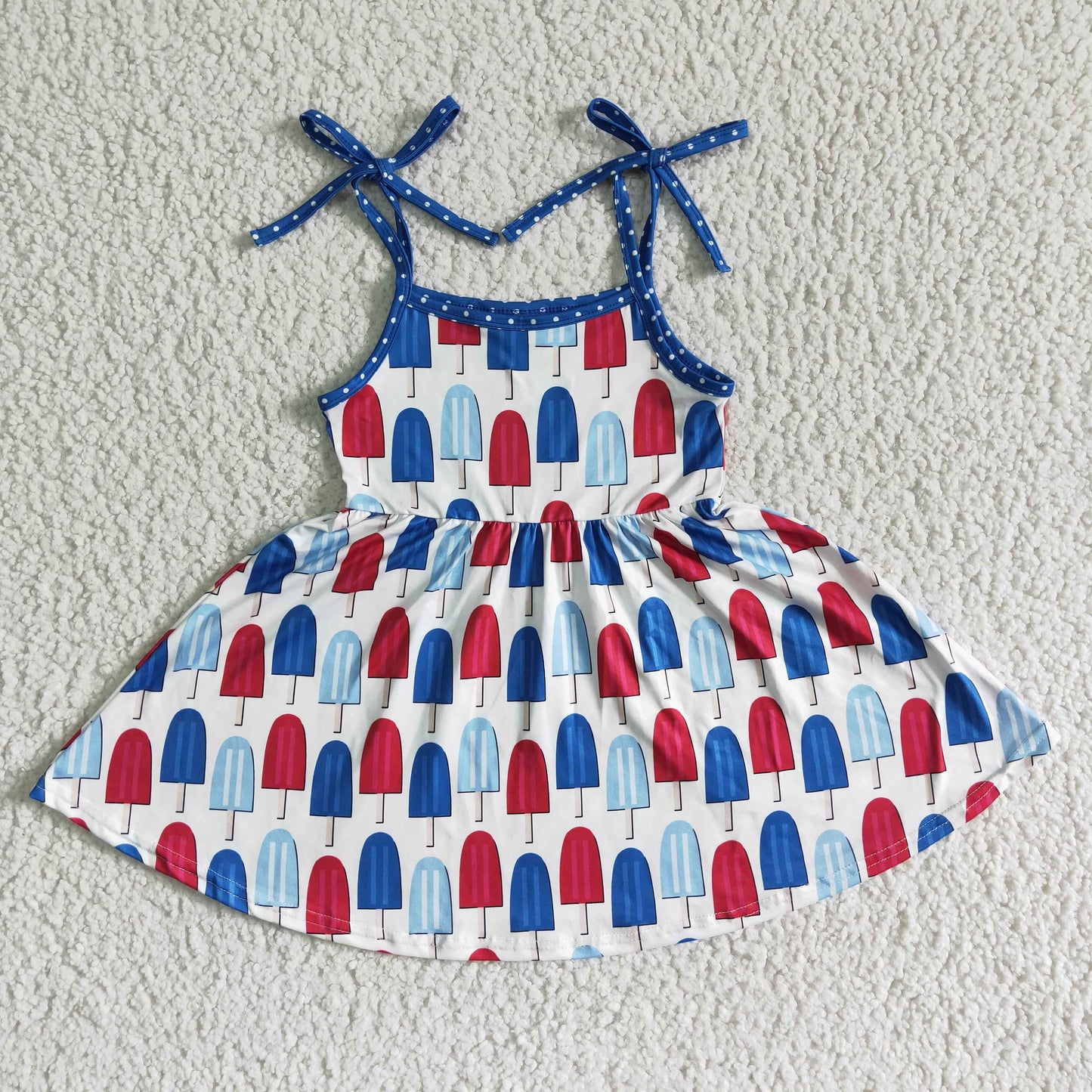 (Promotion)Popsicle Straps Girls 4th of July Knee Length Dress A16-15