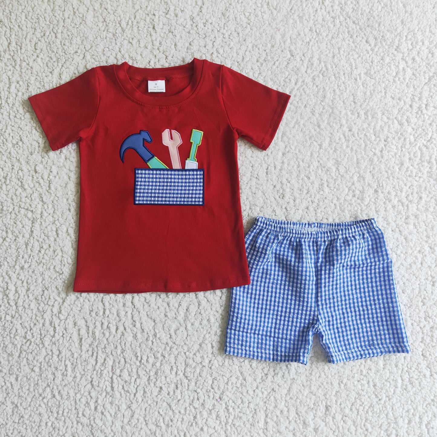 (Promotion)Boys summer short sleeve shorts embroideried outfits A4-11