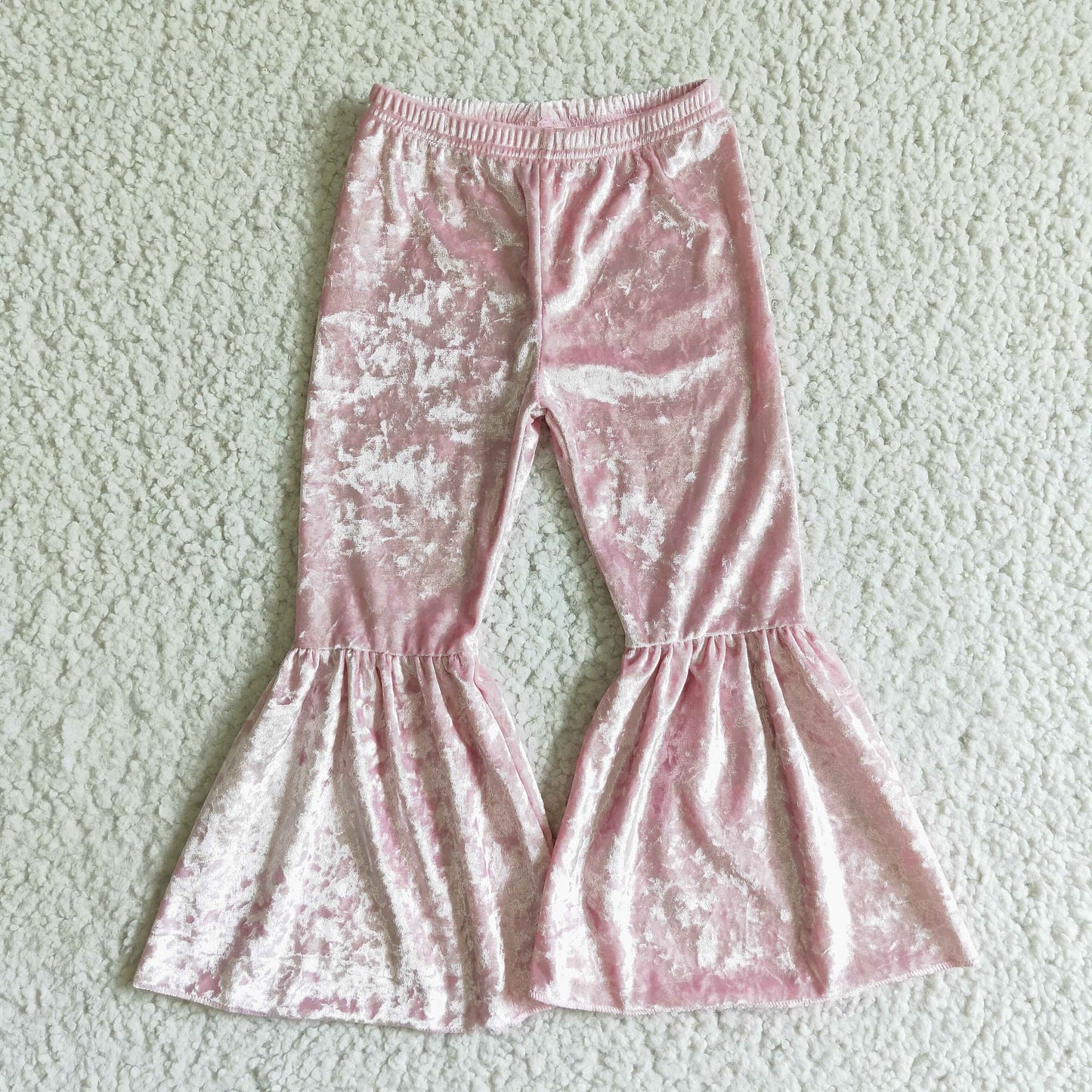 Velvet bell bottom pink pants A6-5